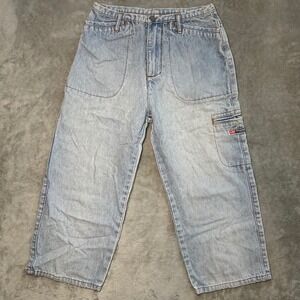 Vtg Unionbay Wide Leg Capri Jeans Size 14‎ *23x18.5 Light Wash Skater Grunge Y2K
